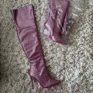 Steve Madden “Vivianne boot” pink stoned not sequins. Size 6.5